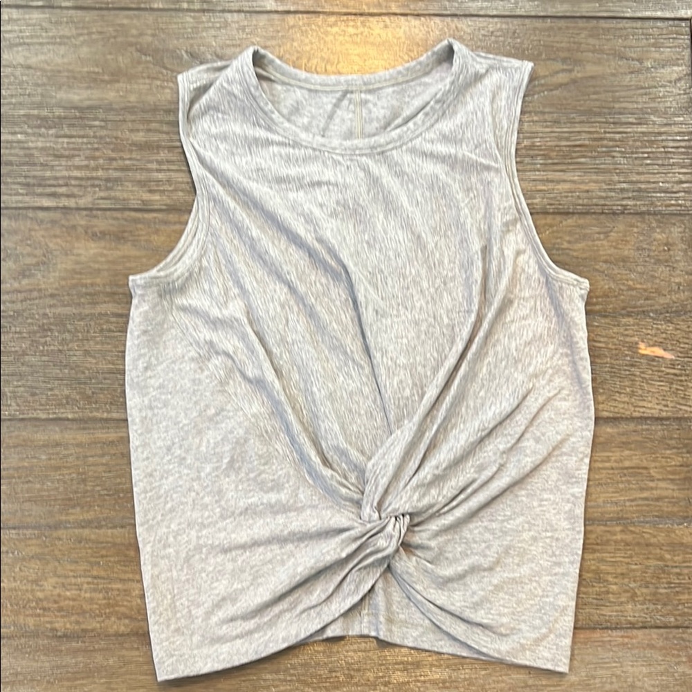 Lululemon Athletica Gray Tie Front Muscle Tee